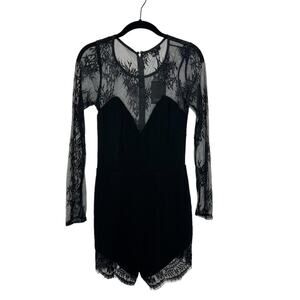 NBD / Spoiled black lace long sleeve romper / S new